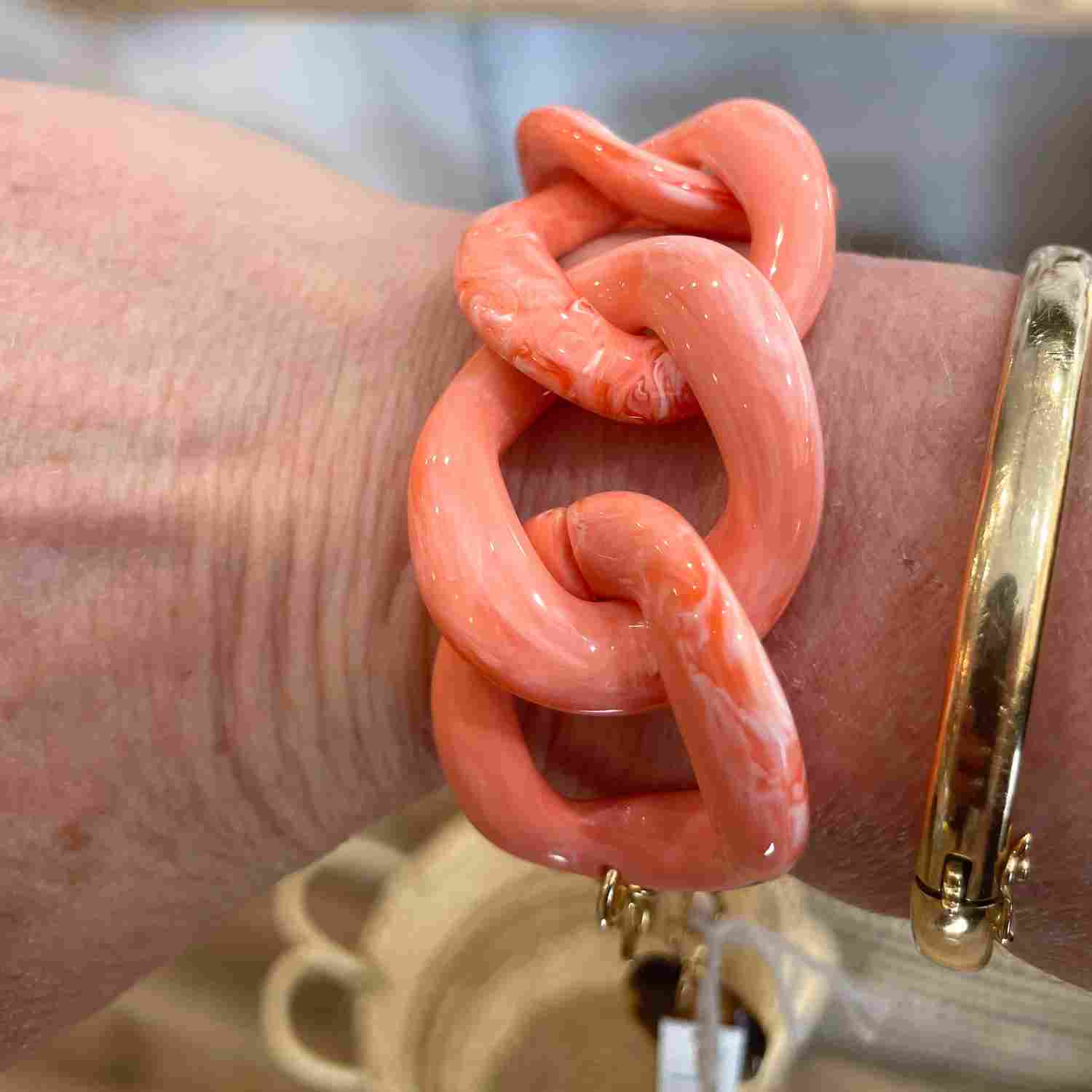 bracelet maillon rose de Francine Bramli