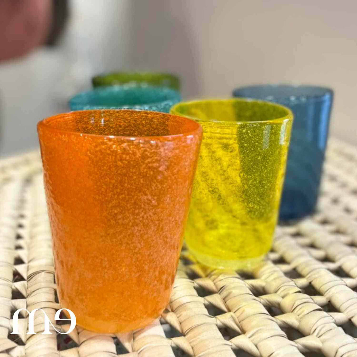 Verres Memento Originale colorés en verre soufflé à bulles