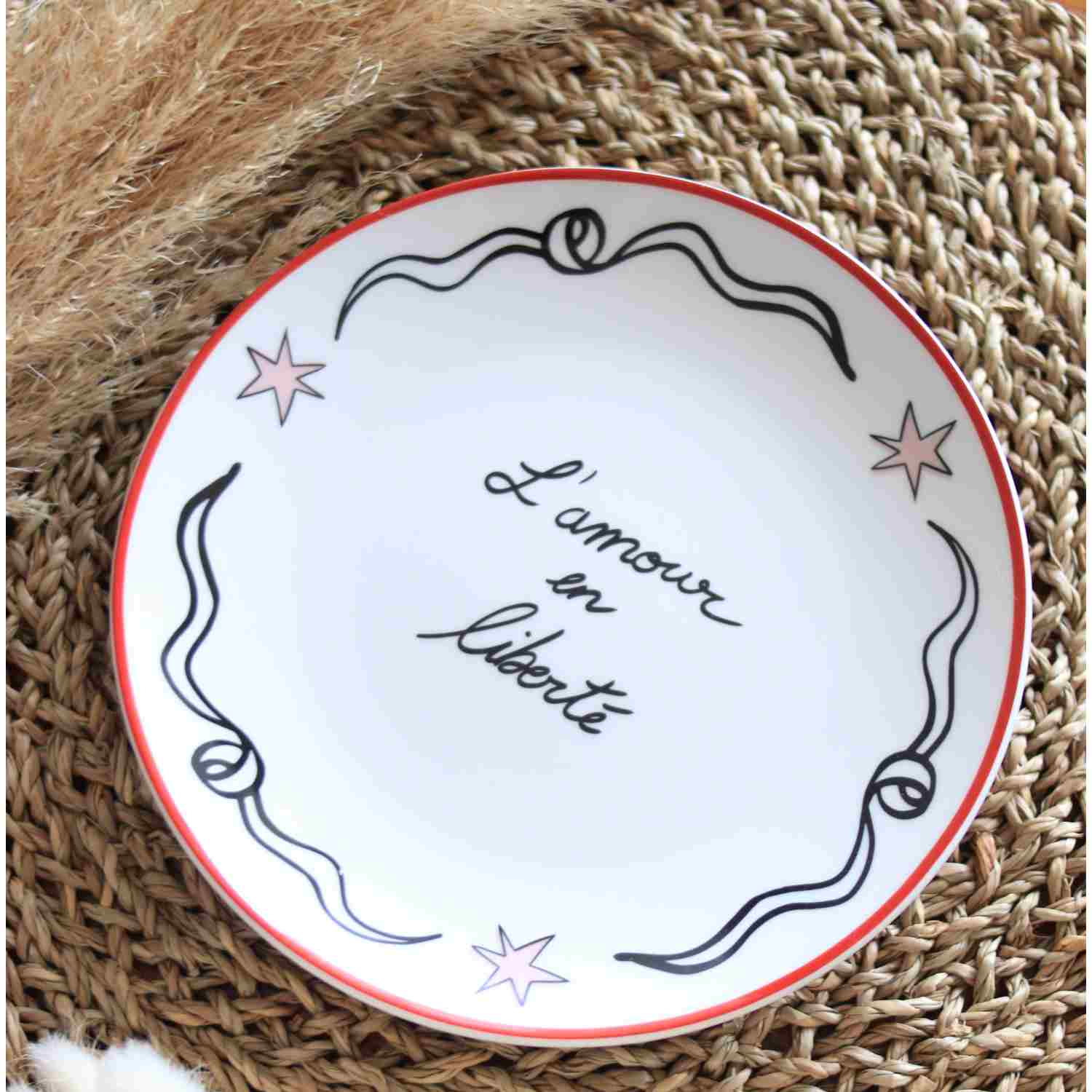 Set de 4 Assiettes à Dessert – Cœurs &amp; Liberté