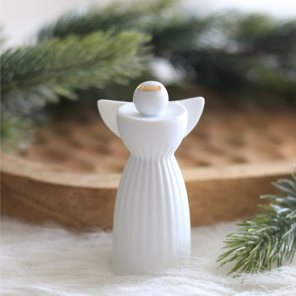 Ange décoratif en porcelaine blanche et dorée Räder