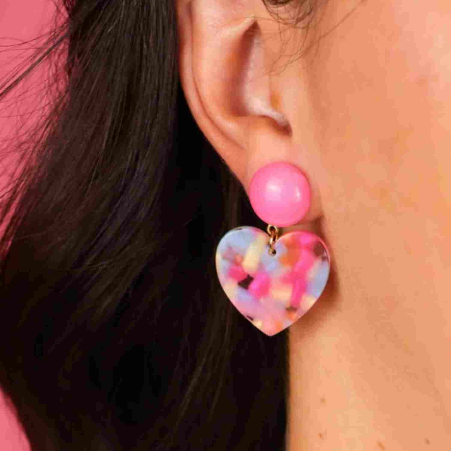 Boucles d’oreilles Mini Cœur Rainbow Pop