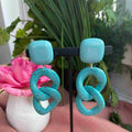 Boucle clip maillon bleu turquoise de la marque Francine Bramli