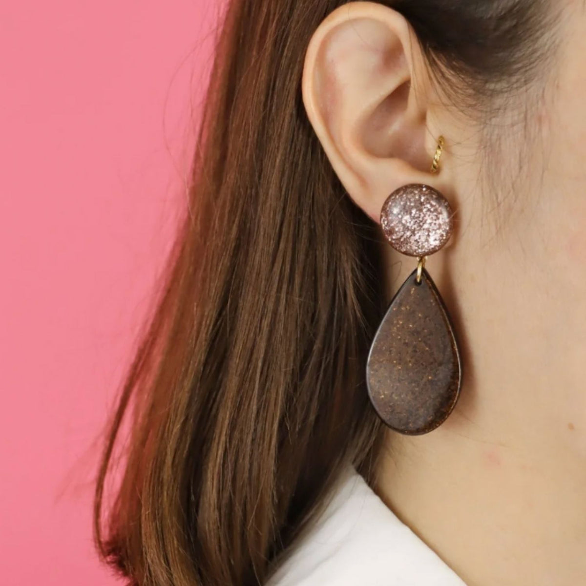 Boucles d’oreilles Giulia marron et champagne