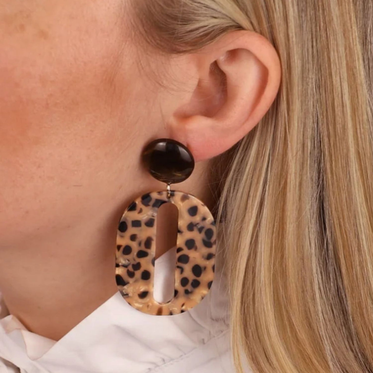 Boucles d’oreilles Alice marron et léopard