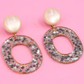Boucles d’oreilles Céleste beige et champagne