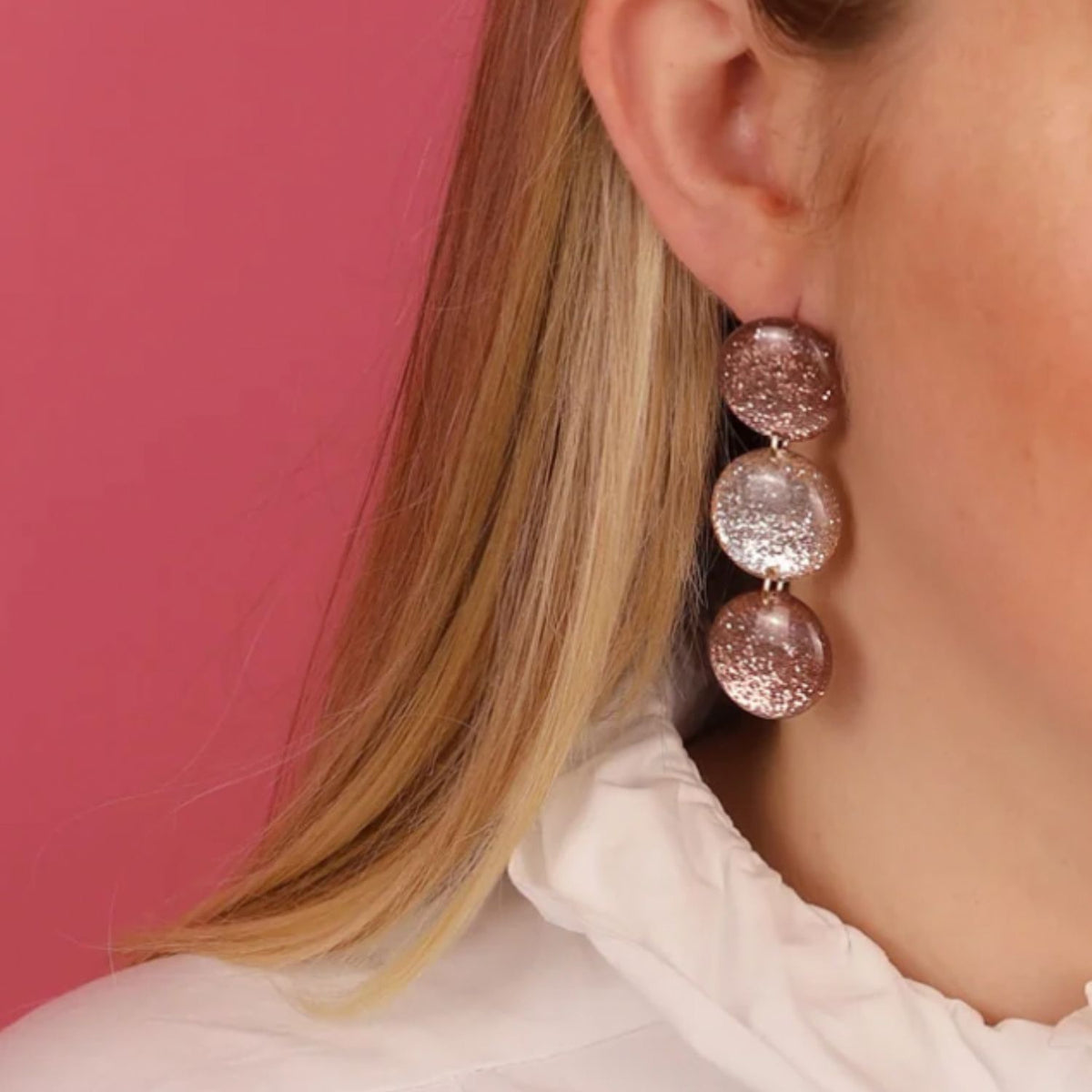 Boucles d’oreilles Suzanne doré et champagne – Clips