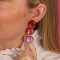 Boucles d’oreilles Suzanne rouge, rosé et rose – Clips