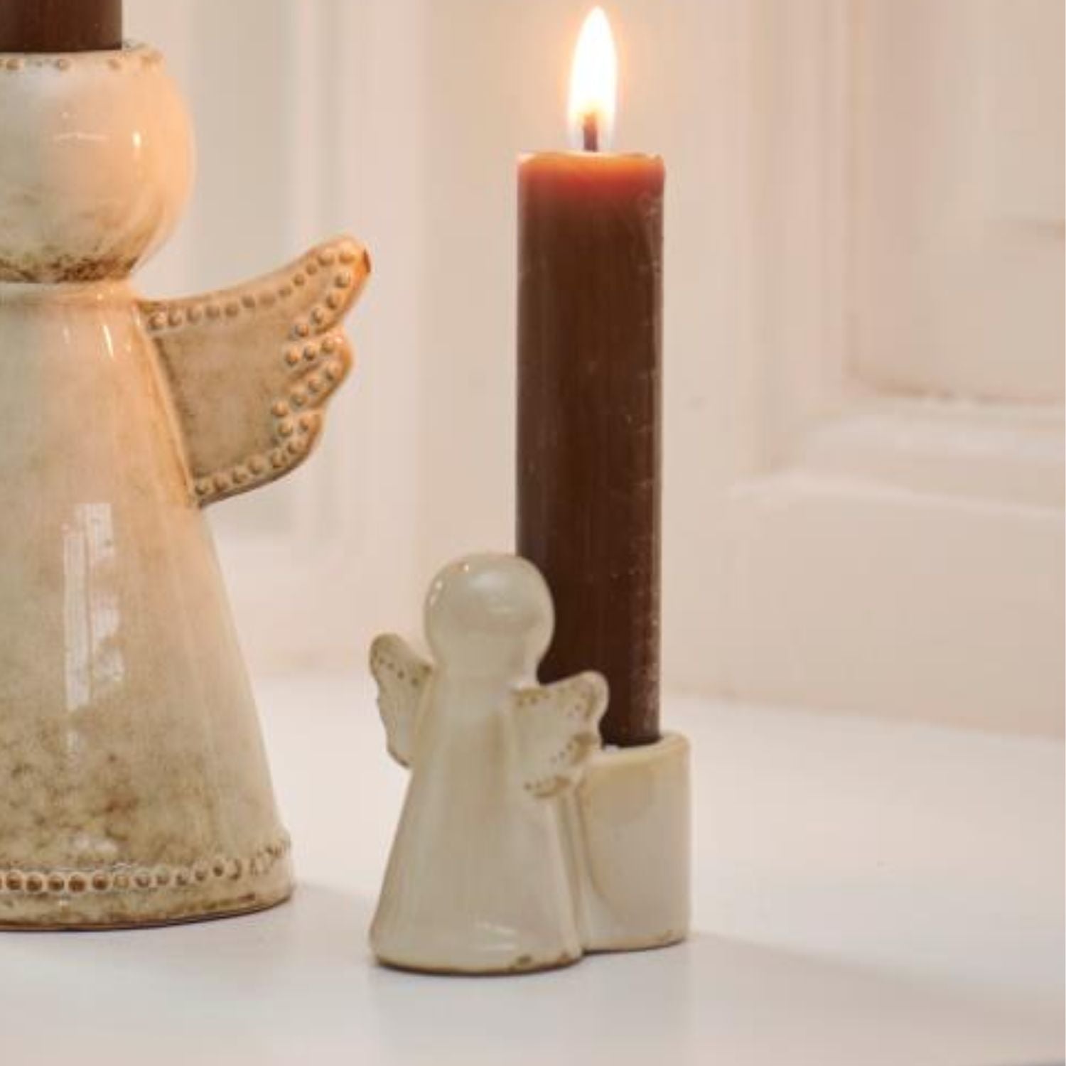 Bougeoir ange en céramique écrue – Ib Laursen