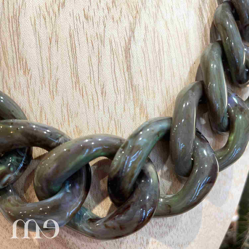 Collier Maillon Vert Agate F Bramli