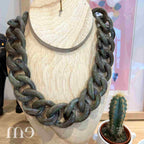 collier maillon vert agate de Francine Bramli