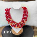 Collier maillon rouge orange F Bramli