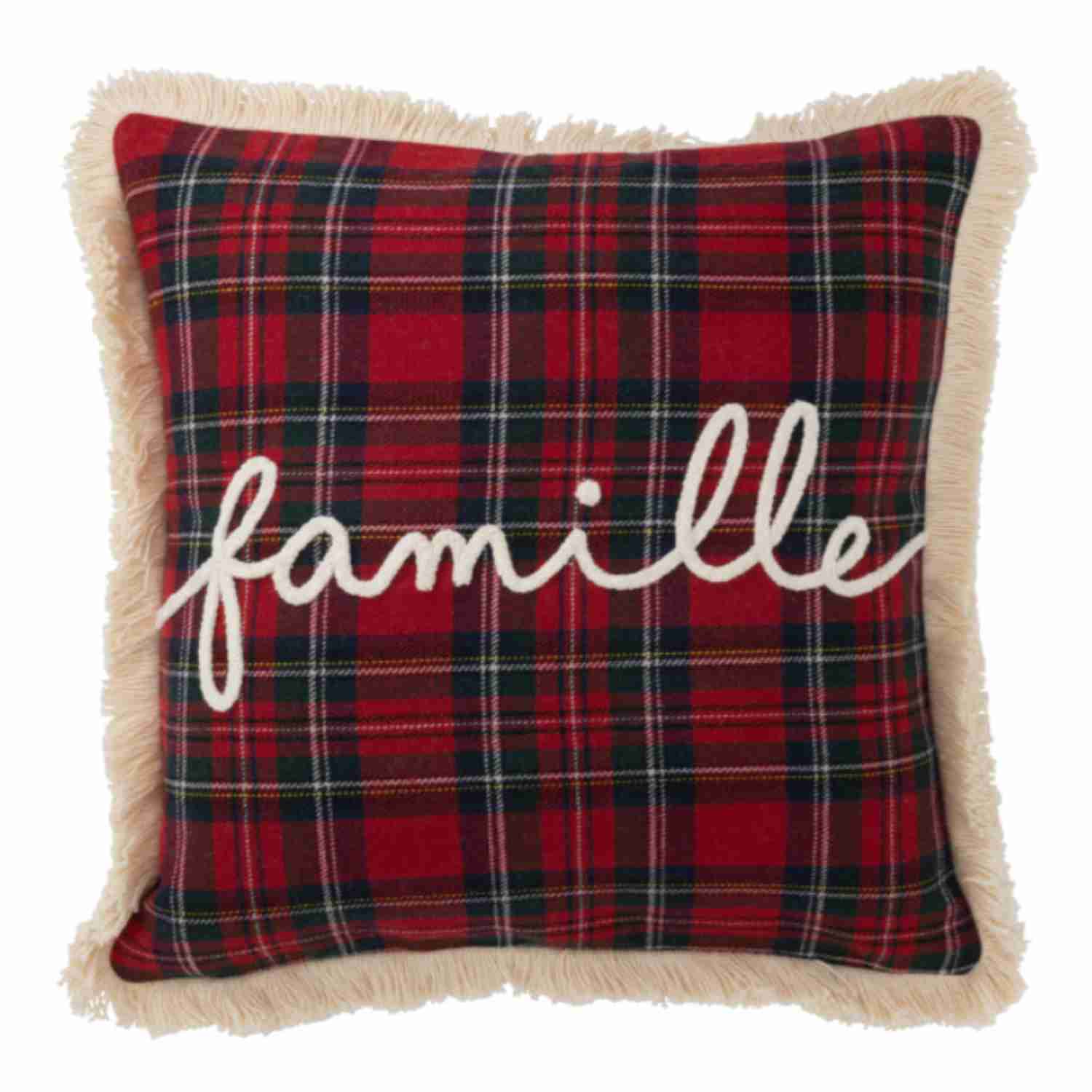 Coussin écossais brodé Famille
