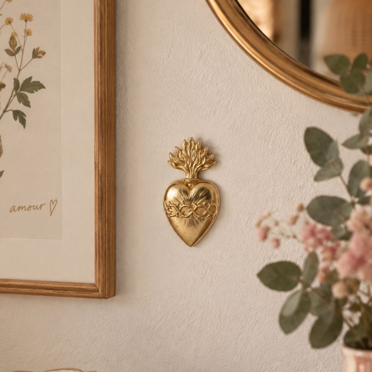 Déco Ex-voto Cœur d’épine doré