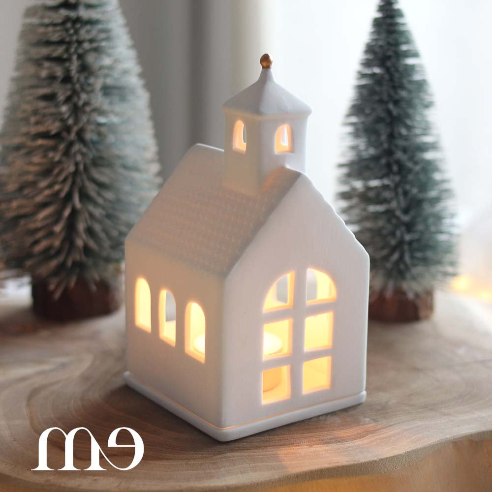 Photophore chapelle grand format en porcelaine