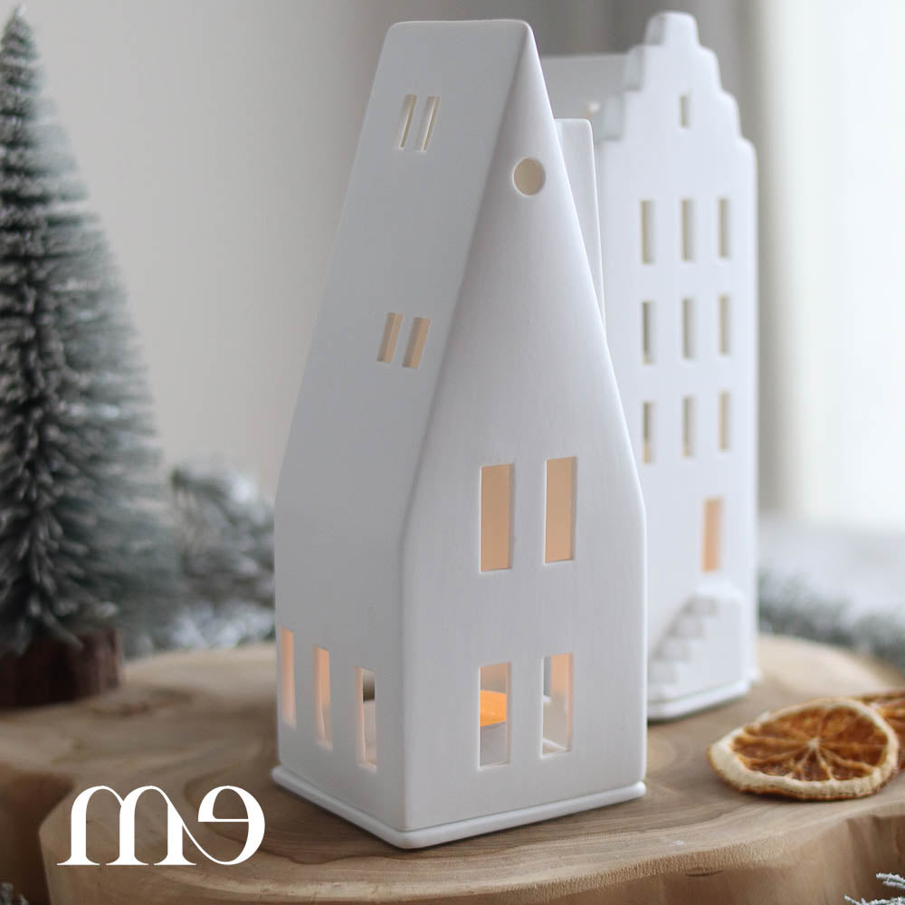 Maison photophore toit pointu en porcelaine Räder