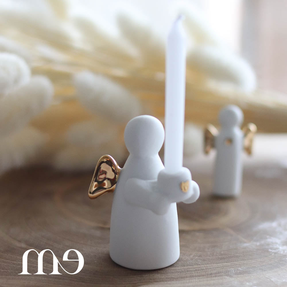 Mini bougeoir ange doré et sa bougie Räder
