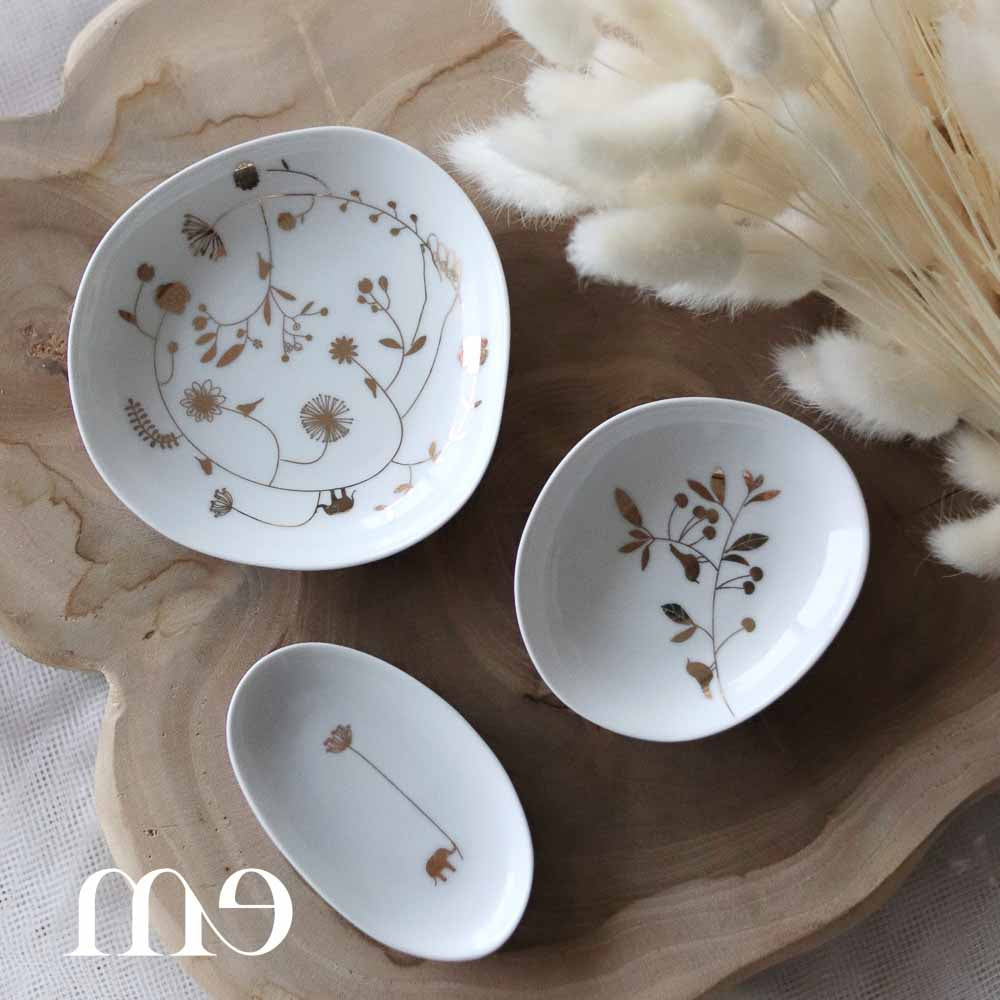 Set 3 coupelles florales dorées Räder