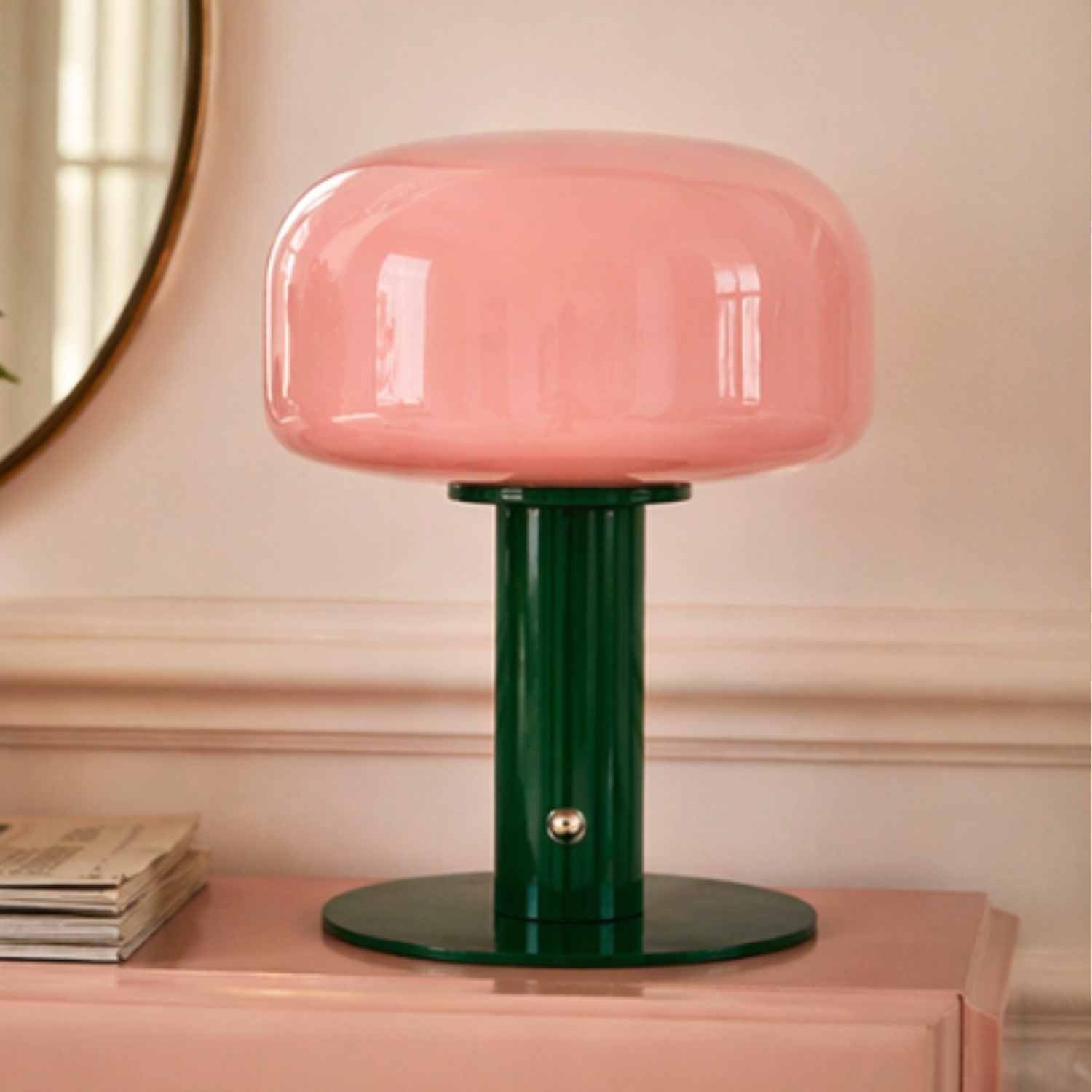 Lampe rechargeable Dahna rose et vert
