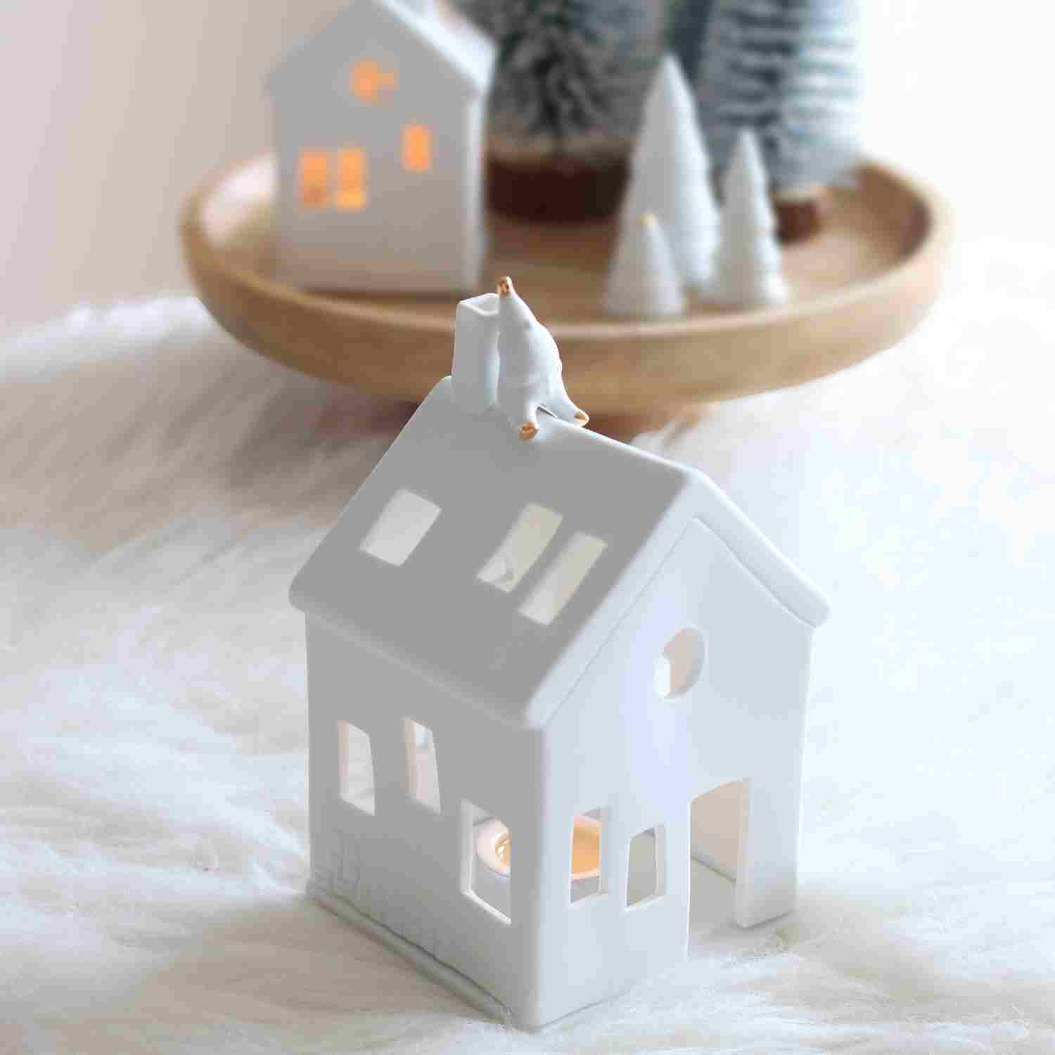 Maison photophore Père Noël sur le toit – Räder