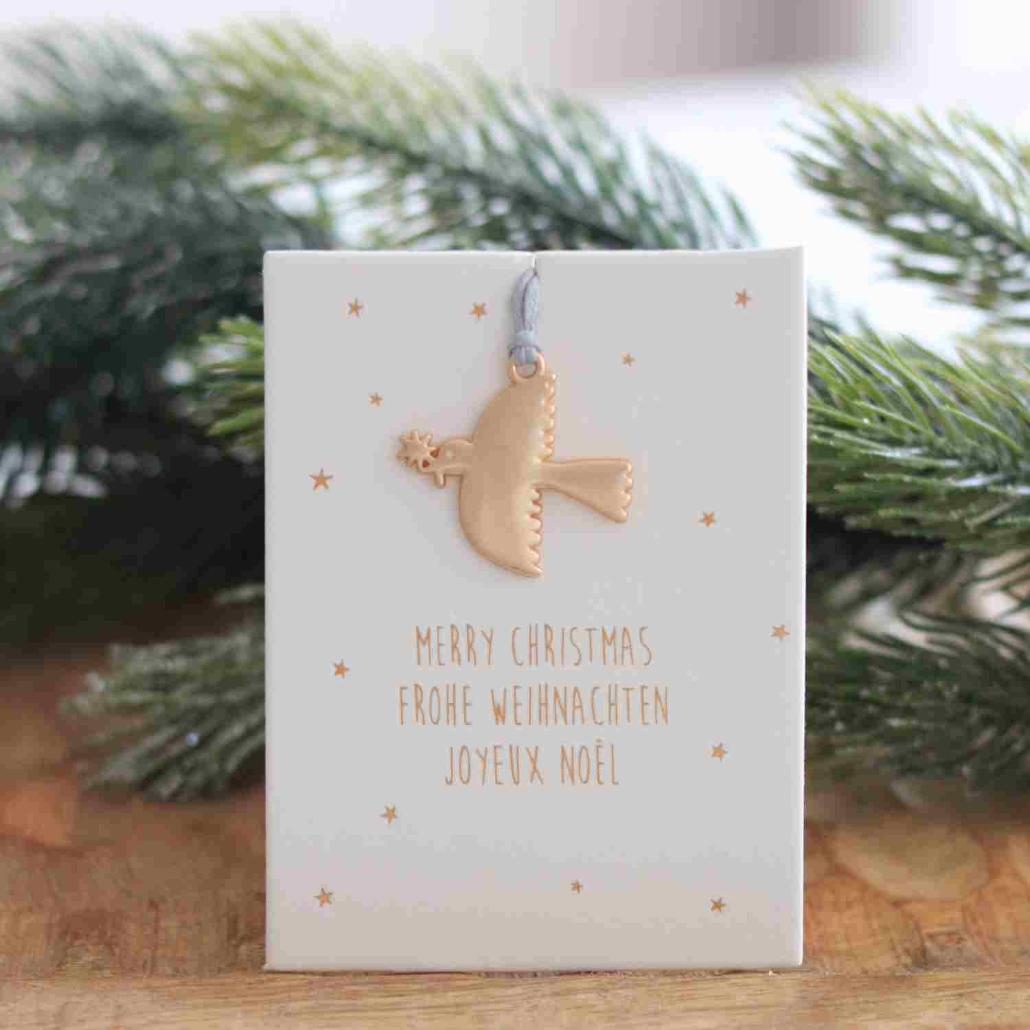 Mini suspension dorée – Colombe Joyeux Noël – Räder