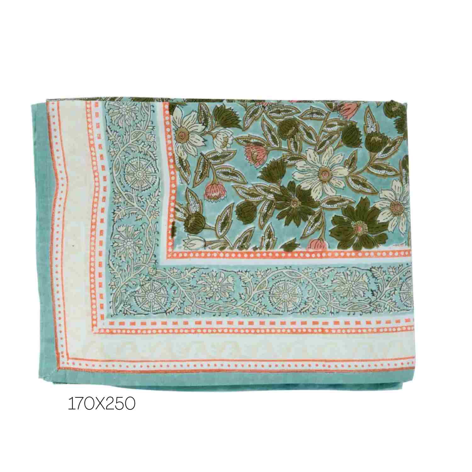Nappe Meera Blue Green 170 x 250 cm – Bonheur du Jour