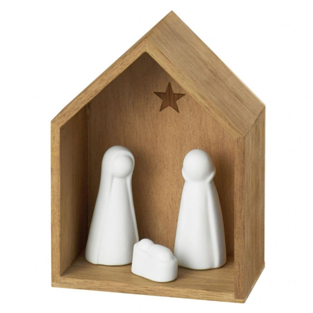 Petite crèche bois et personnage porcelaine Räder