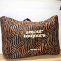 Cabas XXL zébré marron – “Amour toujours”