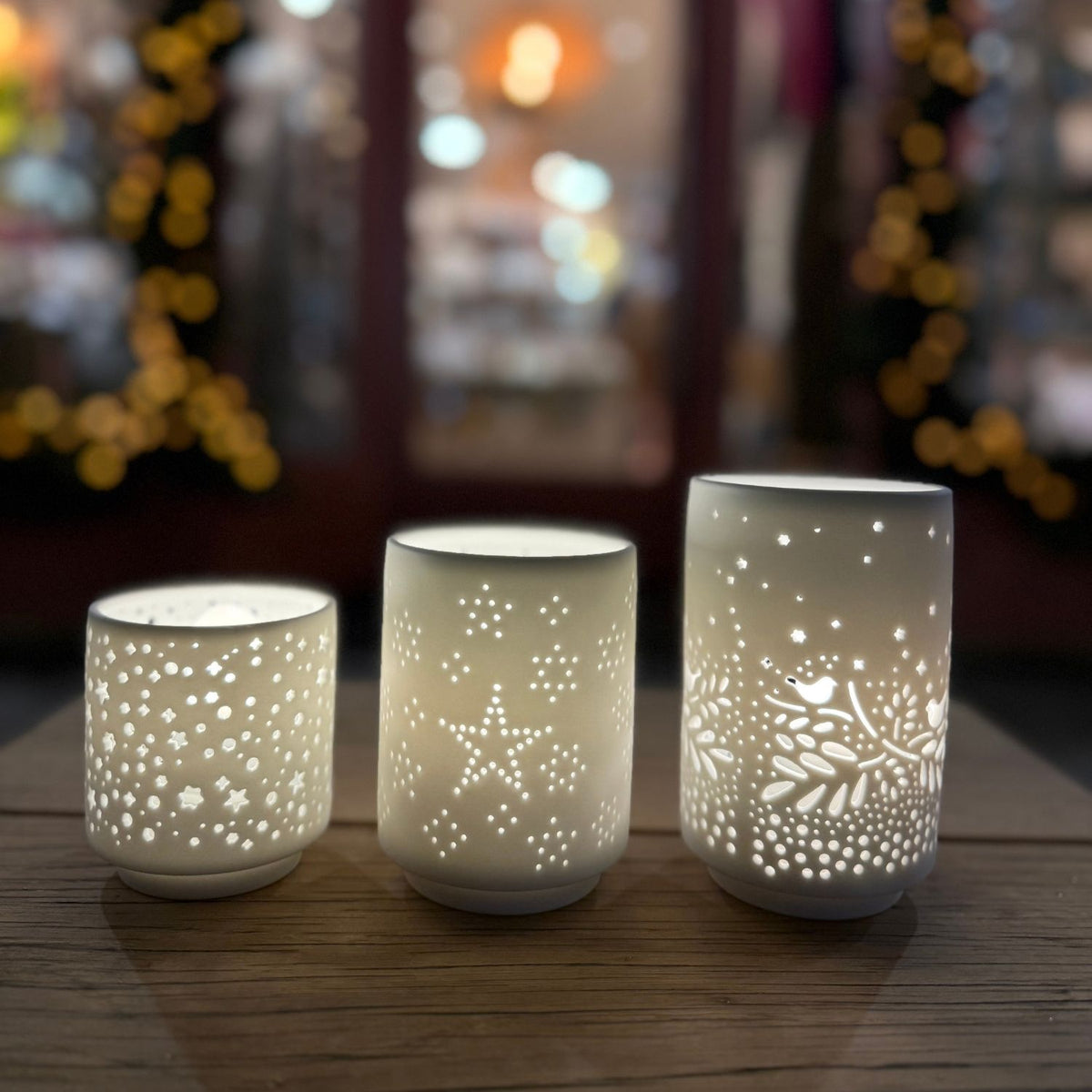 Set de 3 photophores en porcelaine blanche Räder