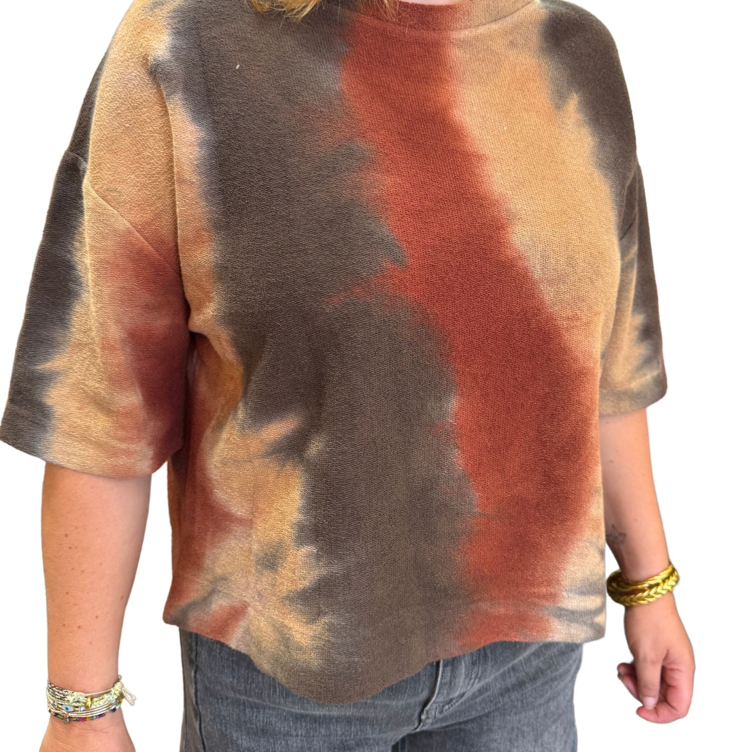 Sweat Tie and Dye Ocre – Coton bouclette