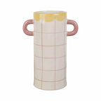 Vase 2 anses à carreaux en grès