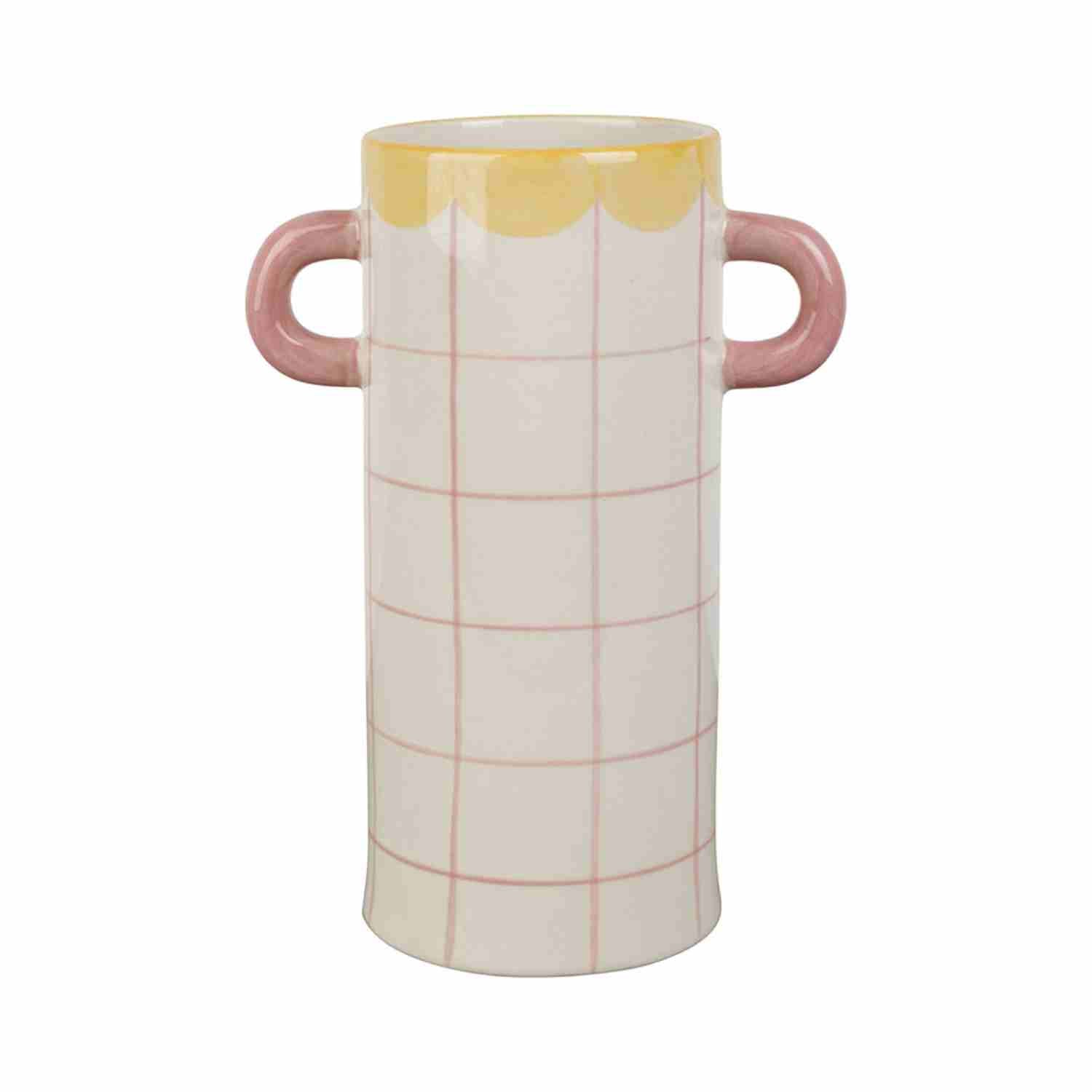 Vase 2 anses à carreaux en grès