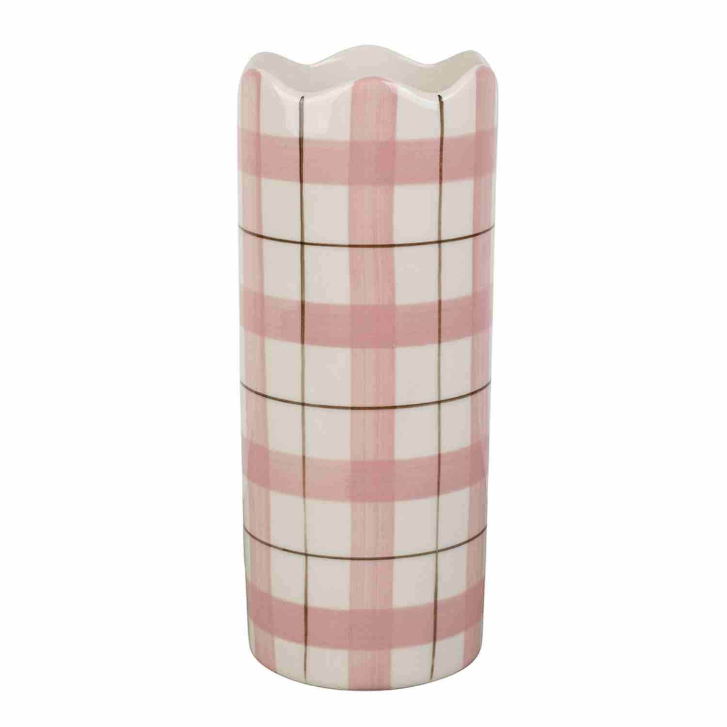 Vase Artist cylindrique à carreaux en grès