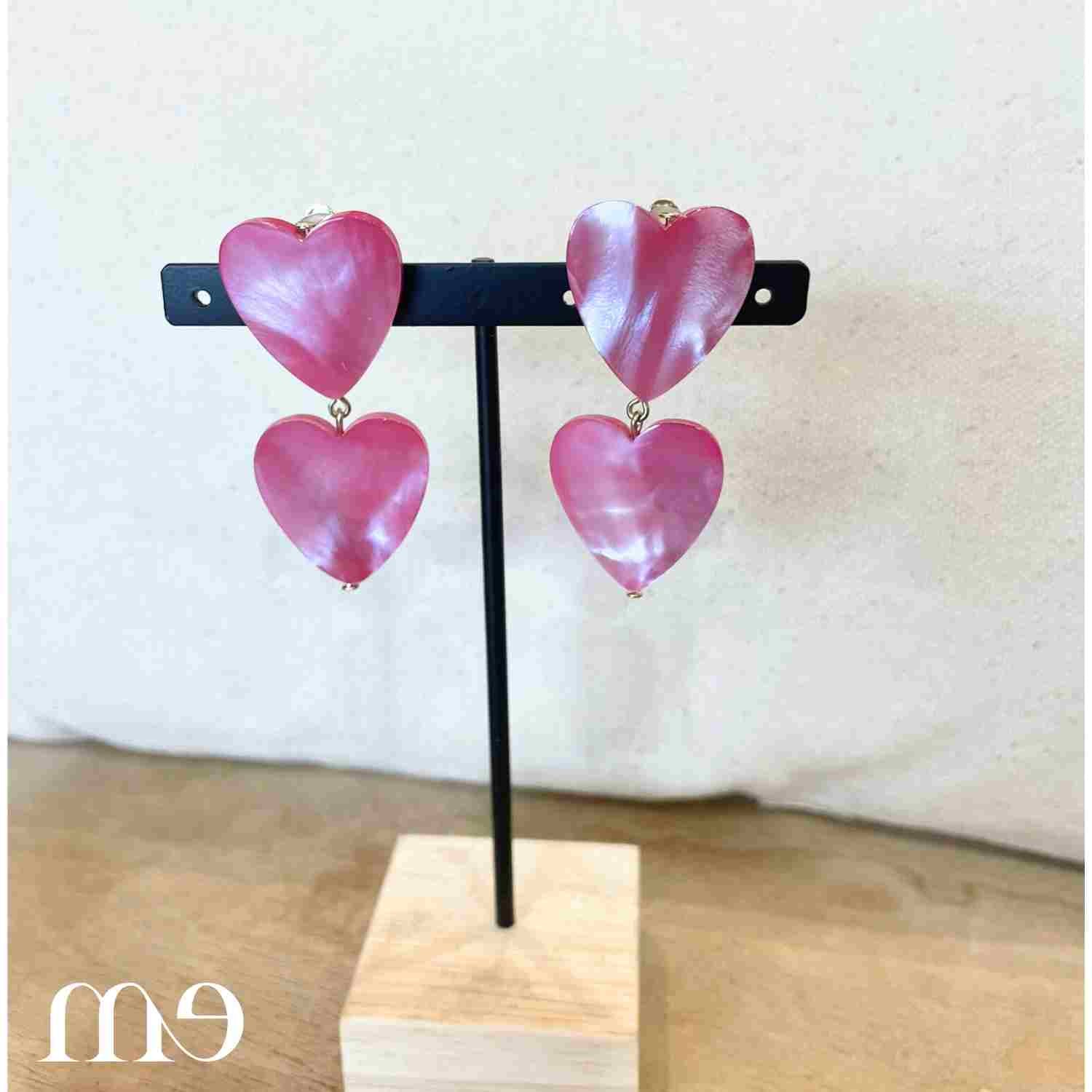 BO Clip coeur rose nacre F Bramli