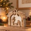 Crèche de Noël en bois de manguier
