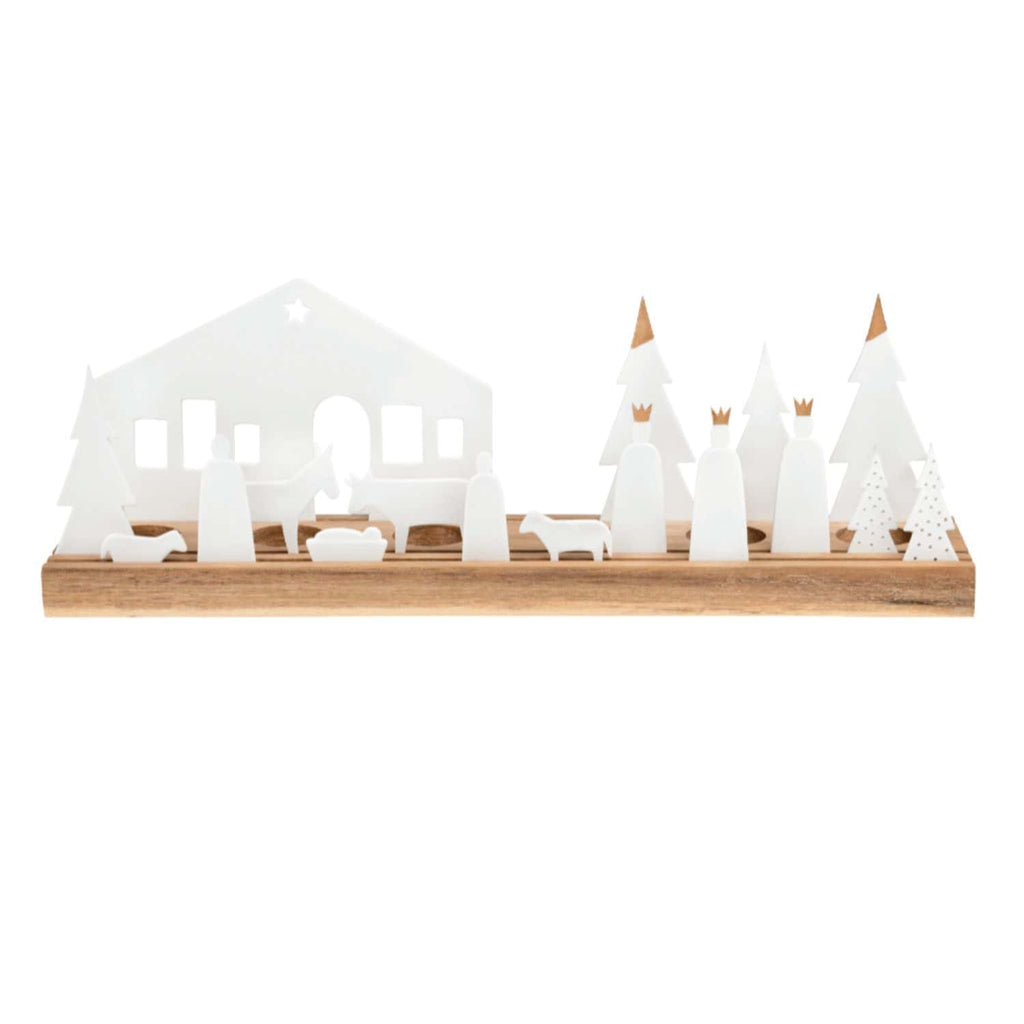 Crèche complète de Noël en porcelaine et bois Räder