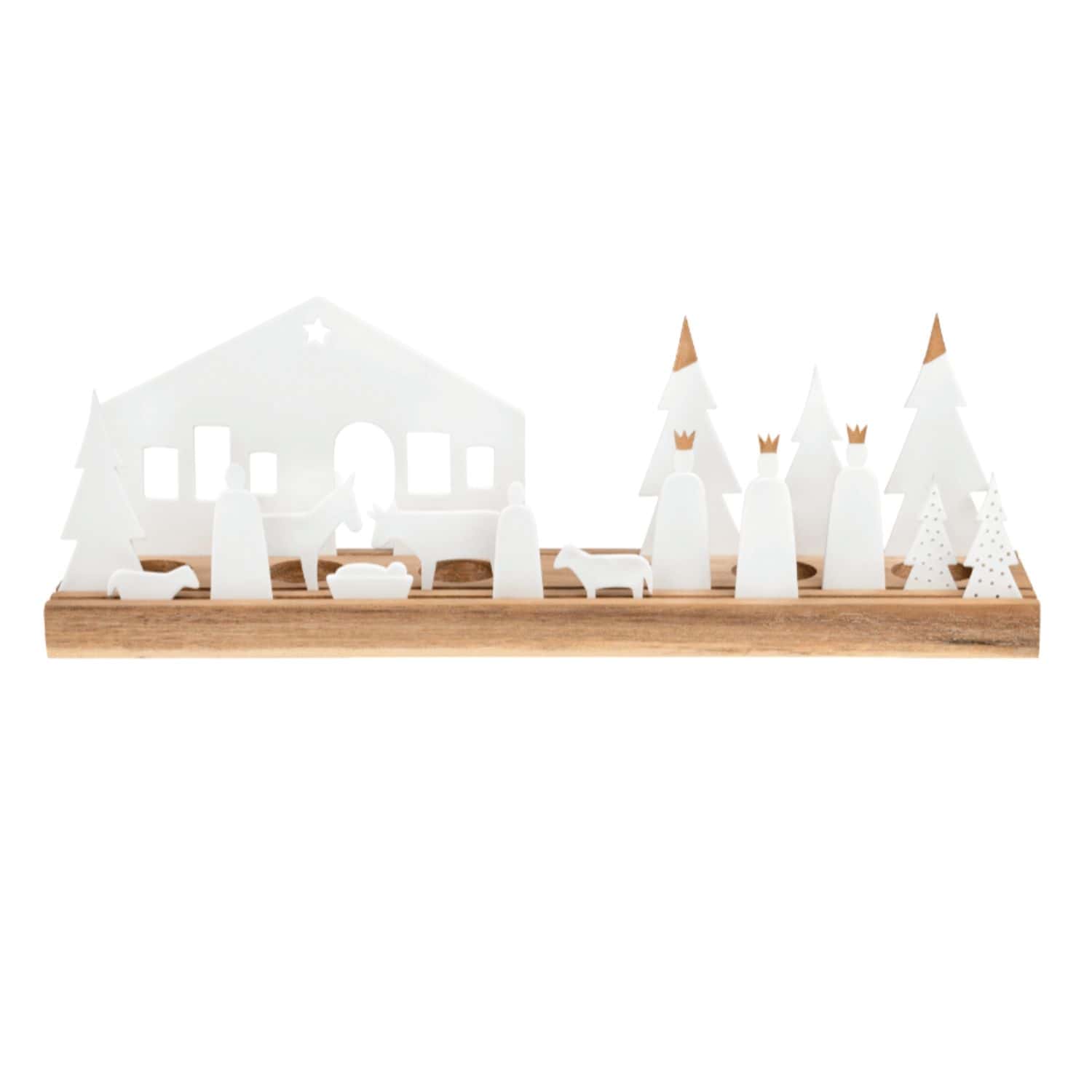 Crèche complète de Noël en porcelaine et bois Räder