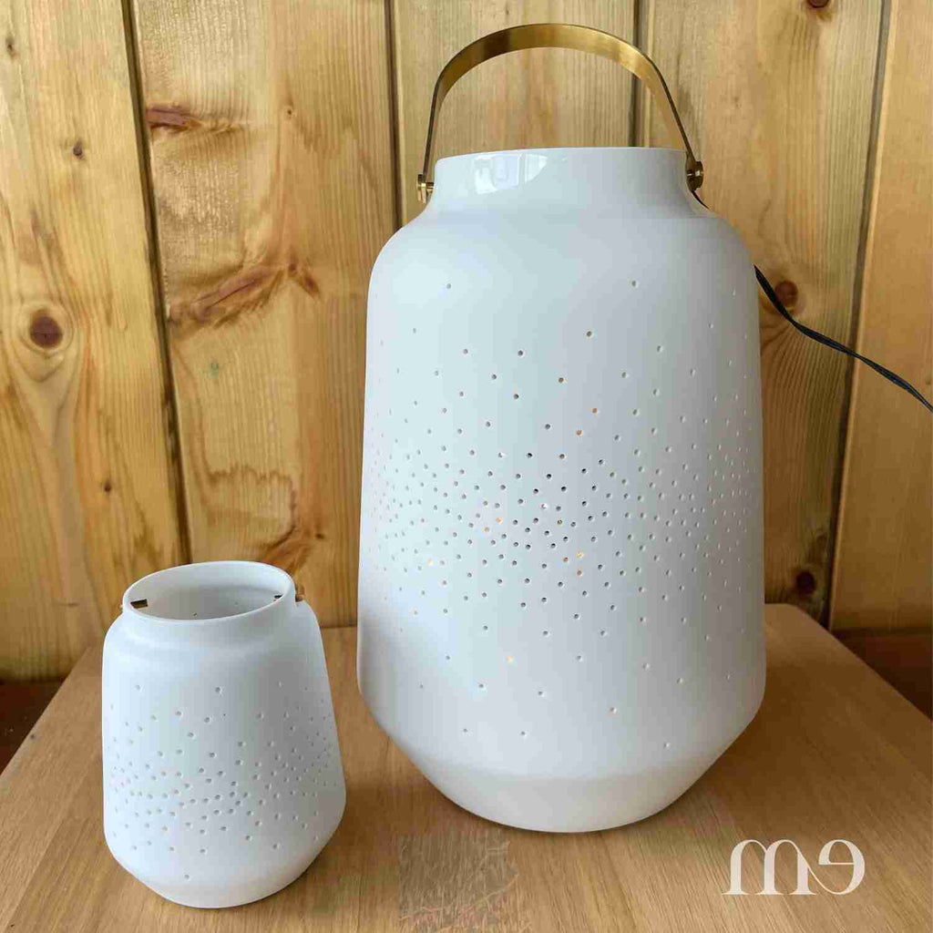 Lanterne en porcelaine avec anse GM