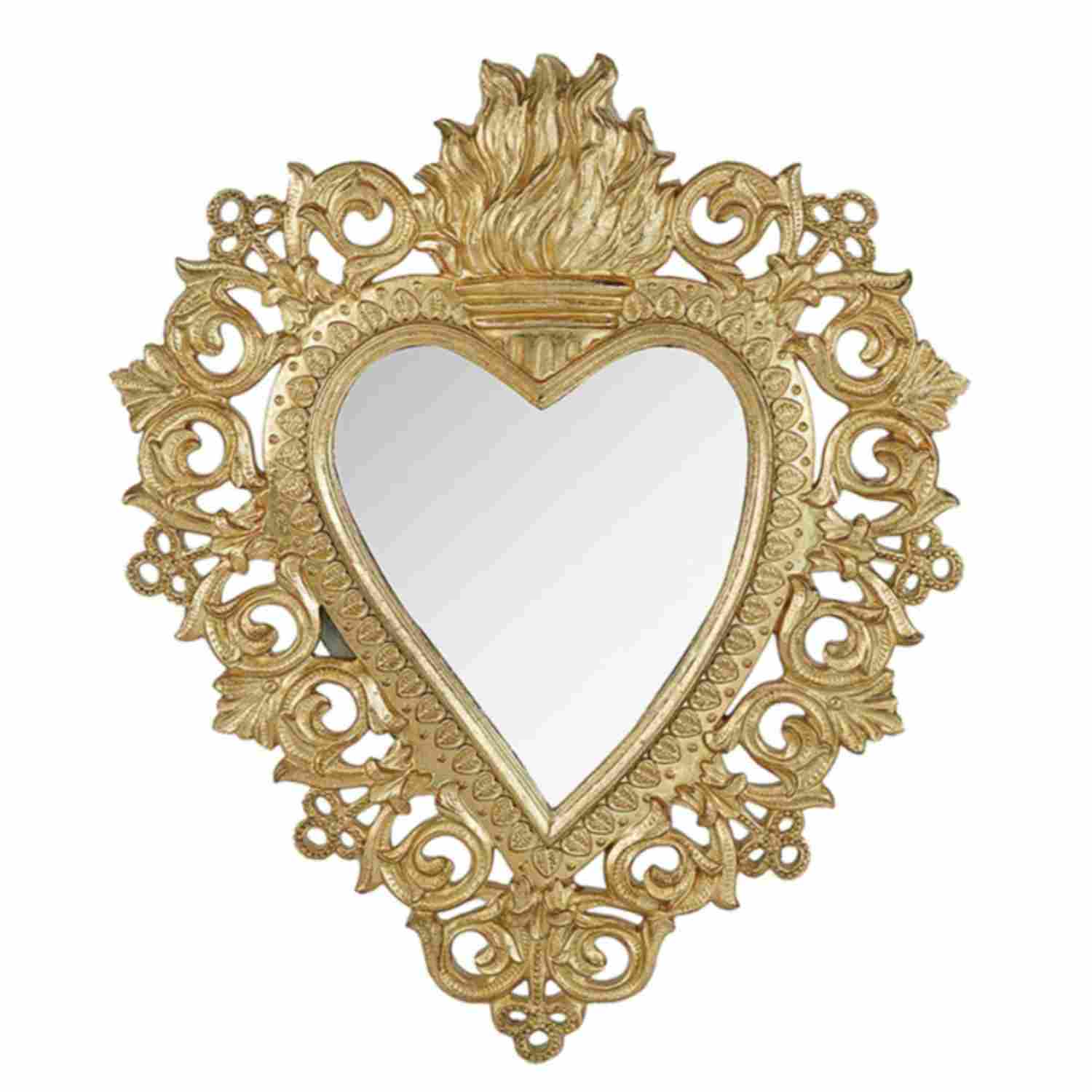 Miroir Ex voto coeur doré