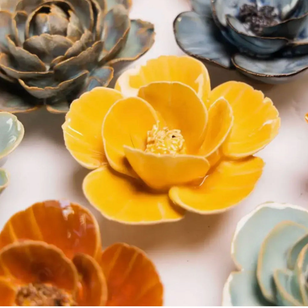 Fleur en céramique Pavot Jaune 