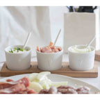 set de 3 petits pots pour le petit dejauner ou lunch en porcelaine