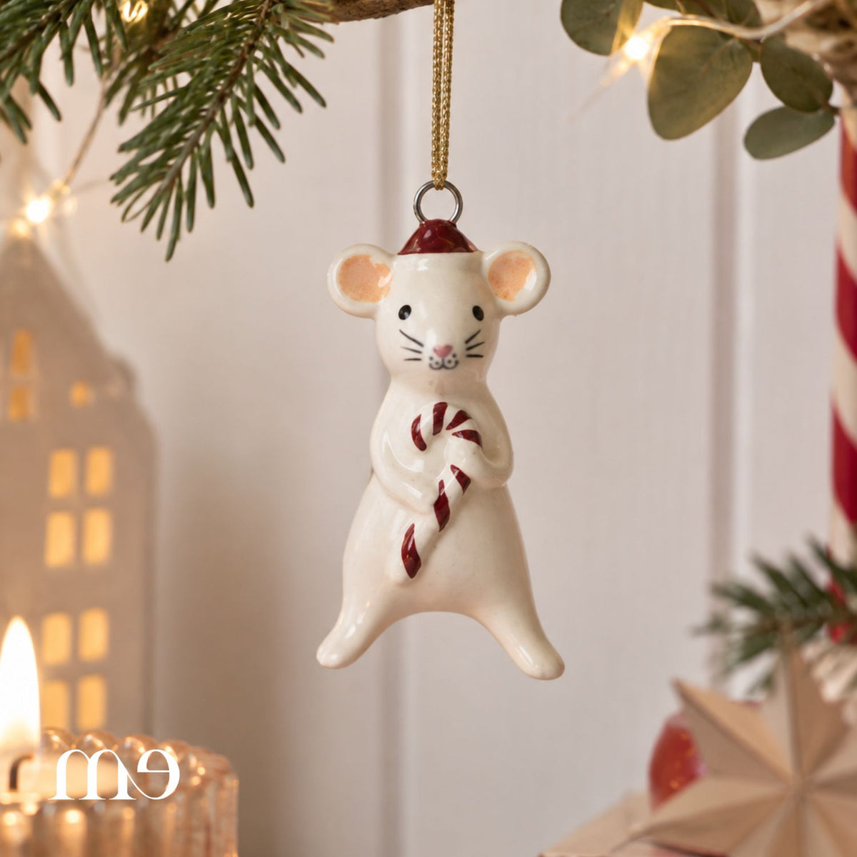 Suspension de Noël Souris au sucre d'orge