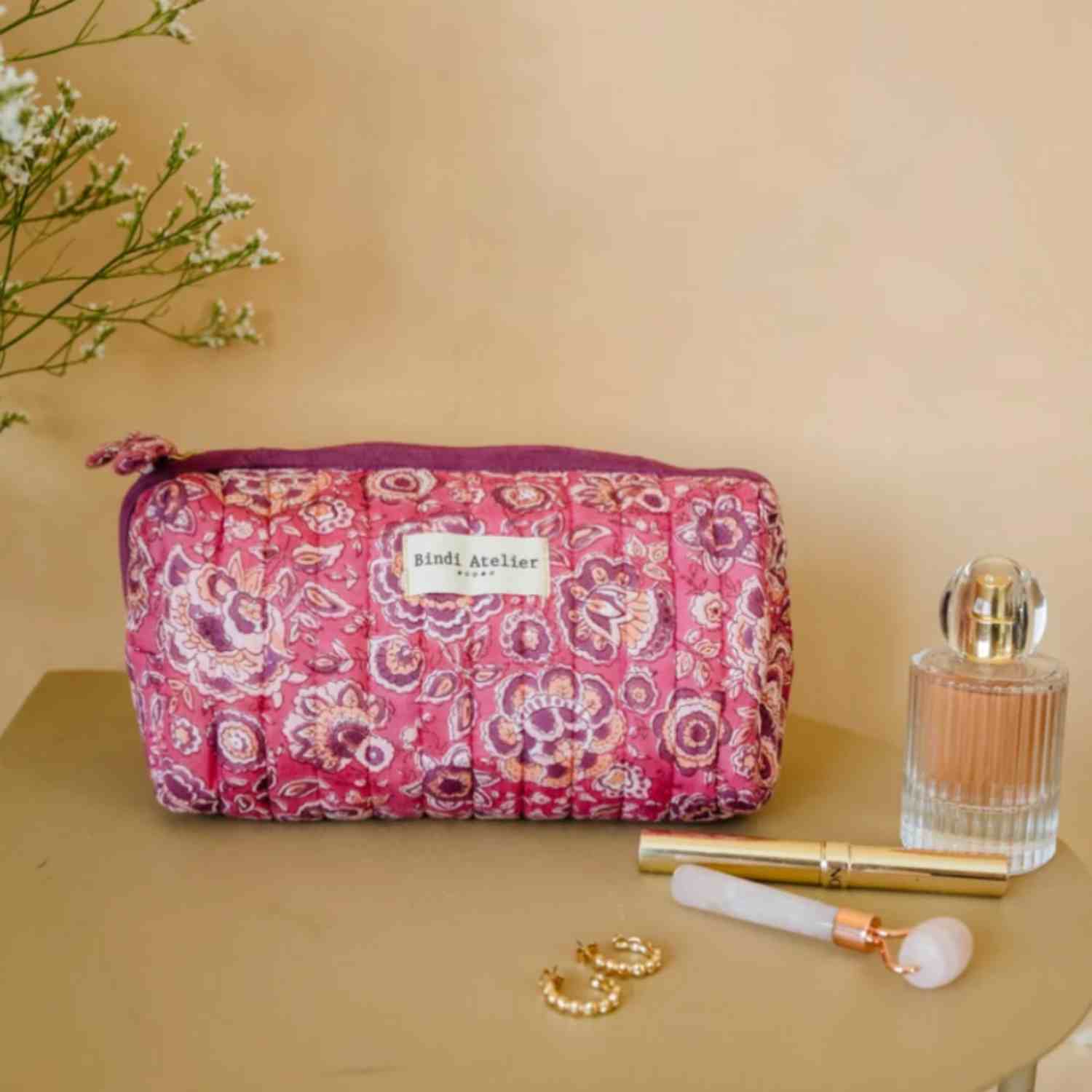 Trousse de maquillage Garda framboise – Bindi Atelier
