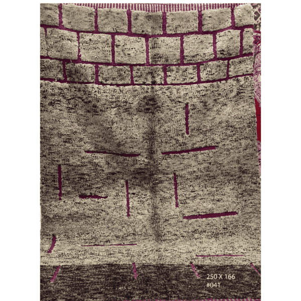 tapis marmoucha fabriqué au maroc en laine de mouton chiné avec trame bordeaux