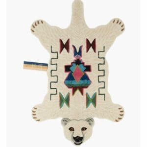 tapis ours blanc avec dessin de type amérindien