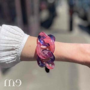 bracelet maillon f Bramli rose et violet transparent