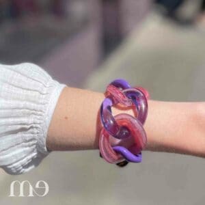 bracelet maillon rose et violet