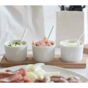 set de 3 petits pots pour le petit dejauner ou lunch en porcelaine