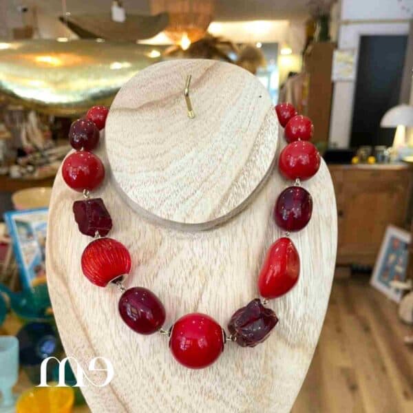 Collier perle rouge F Bramli