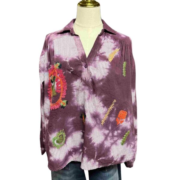 Blouse Beach violet brodée